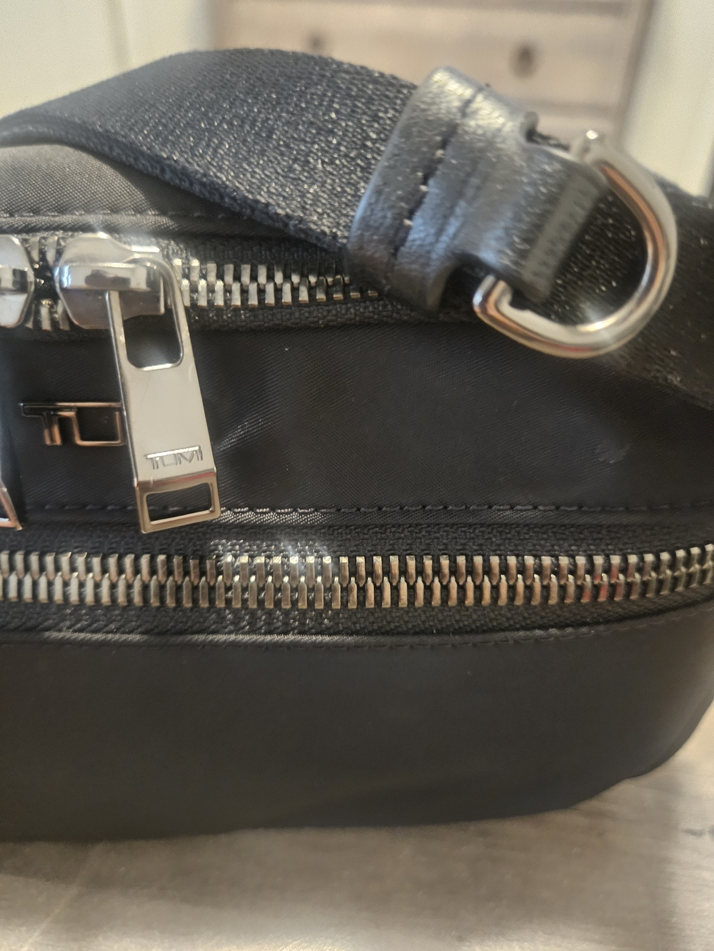 Tumi Black Nylon Crossbody Bag with Gunmetal  Hardware. Voyageur Collection - Picture 10 of 13